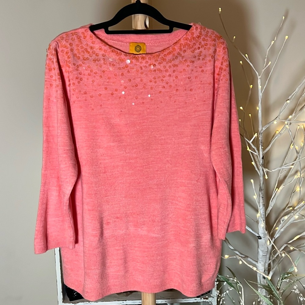 Ruby Rd. Xl Melon Colored Extra Soft Sweater With… - image 1